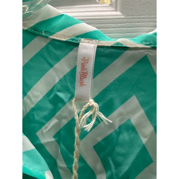 PinkBlush Maternity Mint Green Geometric Tunic Blouse Roll Tab Sleeve Small NWT - Image 6
