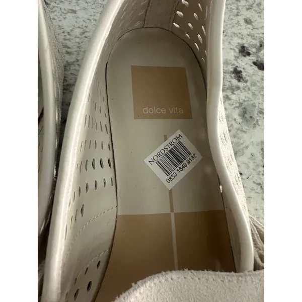 Dolce Vita Mikel Perforated Suede Mary Jane Ballet Flats Creme Ivory Size 9 - Image 3