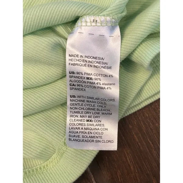 Chico's Henley Top Size L Green Ribbed Pima‎ Cotton 3/4 Sleeve Casual Classic - Image 3