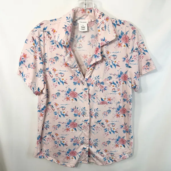 Catherine Malandrino Small Pajama Set Pink‎ Floral Short Sleeve Pants Soft 1698 - Image 3