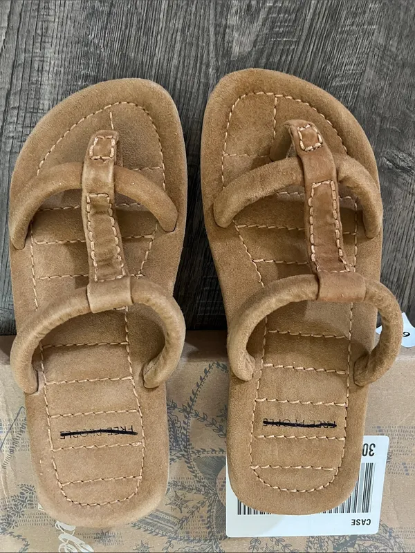 Free People Hadden Cinnamon Clay Suede Toe-Post Sandals - Image 3