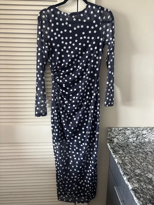 Navy polka dot gameday maxi dress Blue - Image 3