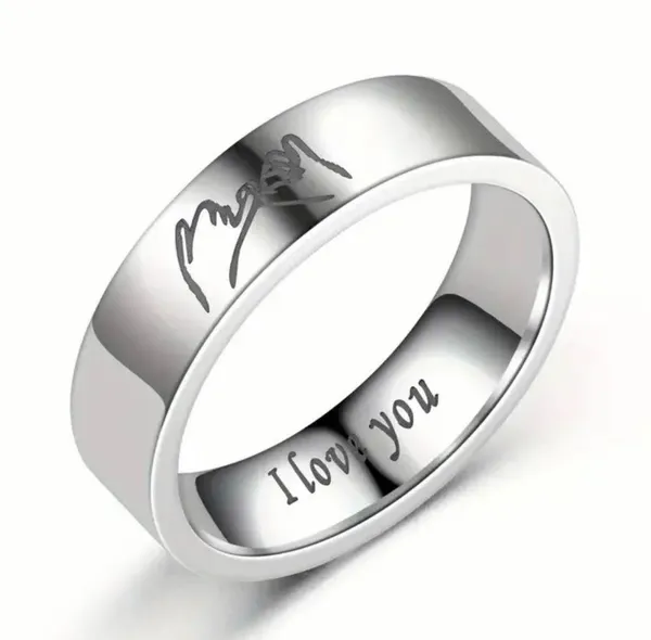 Stainless Steel Ring "I LOVE YOU" and “Pinky Promise” 8mm Ring Size 7 - Image 2