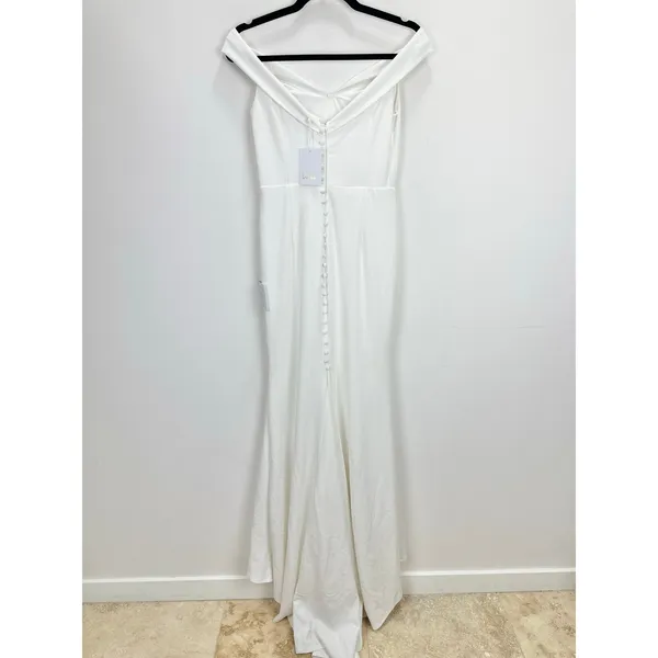 Lulus Arienne White Off-the-Shoulder Mermaid Maxi Dress Wedding Medium NWT - Image 7