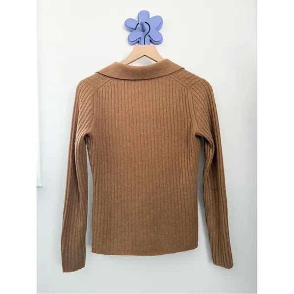 Veronica Beard Medium Lazana Cashmere Cardigan Camel Fall Neutral collar work - Image 5