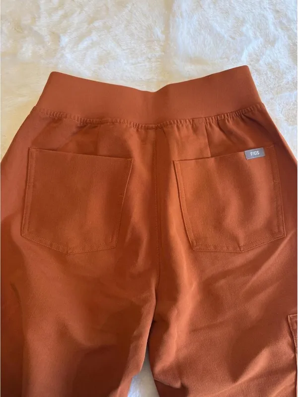 FIGS Zamora High-Waisted Jogger Scrub Pants Terracotta XXS Petite NWOT - Image 3