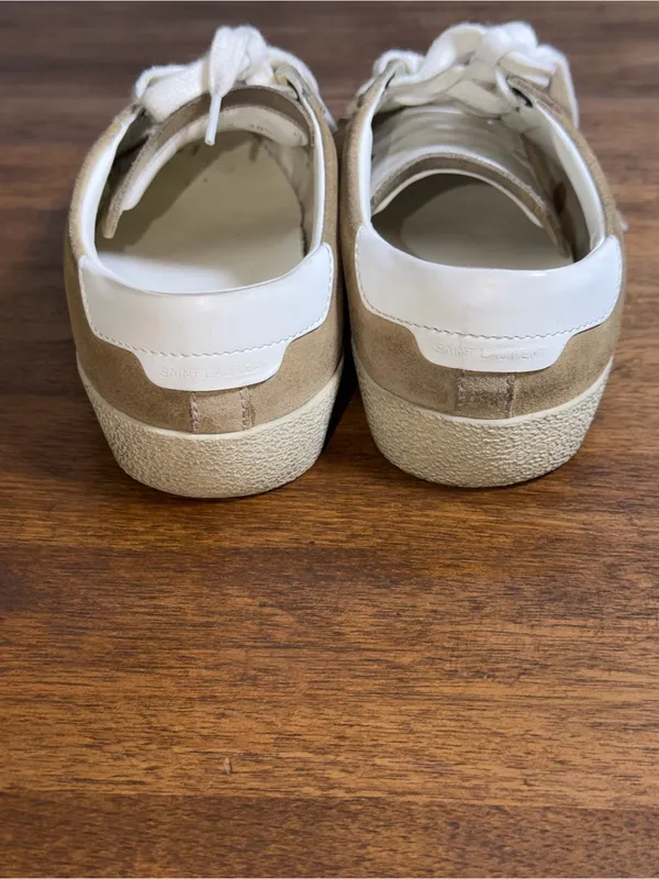 Saint Laurent Court ClassicSL/06 Beige Leather and‎ Suede Low Top Sz 39.5/9-9.5 - Image 5