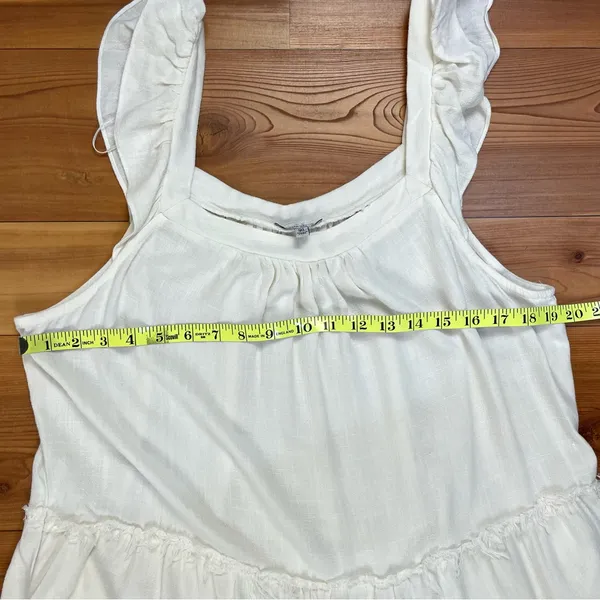 Colorblock Tiered High-Low Midi Dress White Gray Sage Pockets White Birch 1X - Image 2