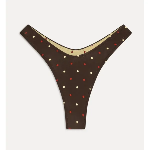 Frankie's Bikinis Full Moon Reversible Satin Bikini Bottom Honey Bug Color New - Image 3