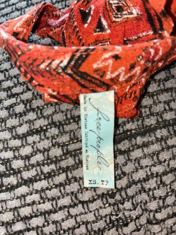 Free People Orange/Red Boho Mini Dress, Sz XS - Image 5