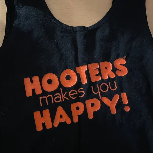 B27-71 Women’s Hooters girl Uniform Black Tank & Shorts size Small - Image 6