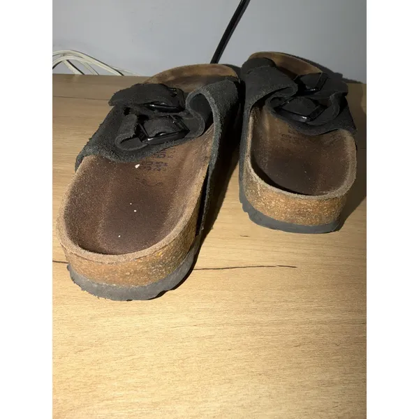 BIRKENSTOCK ARIZONA BLACK SUEDE 2 Buckle Sz 38 US L 8 C - Image 6
