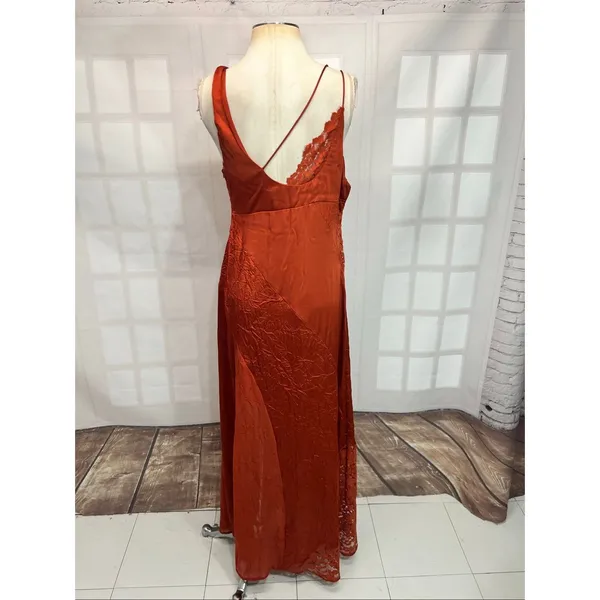 ASOS Design NWT Rust Lace Sleeveless Cowl Neck Satin Maxi Dress Size 8 - Image 5