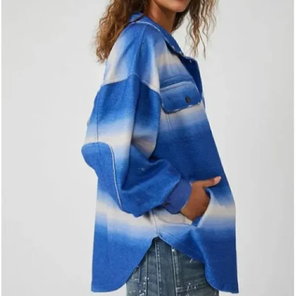 NEW Free People Printed Ruby Jacket / Deep Sea Combo Oversized‎ Shacket - Image 5
