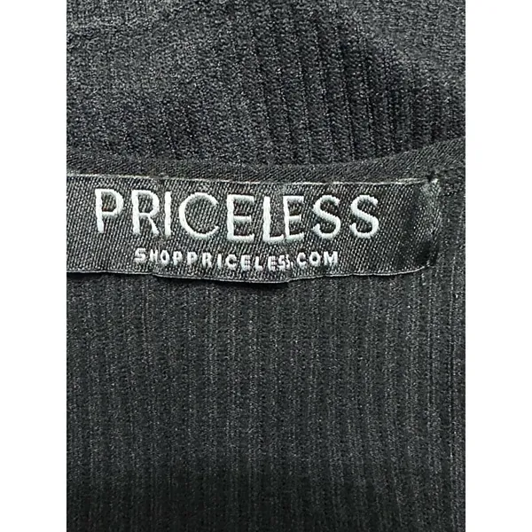 Priceless Crop Top Ribbed Texture V-Neckline Sleeveless Form Fitting Black W S/M - Image 7