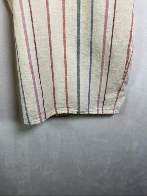 American Eagle Women’s Sz M Striped Cotton Linen Wide Leg Jumpsuit Boho Coastal - Image 7