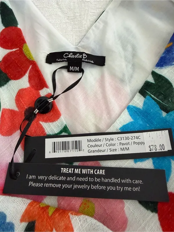 Charlie B Floral Cotton Modal Midi Dress M NWT - Image 3