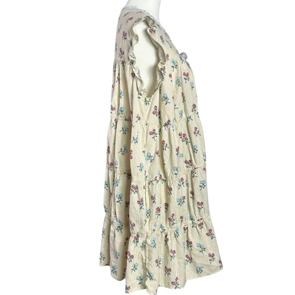 Free People Bohemian Prairie Sundown Mini Dress Tunic Top Ivory Combo Large - Image 9