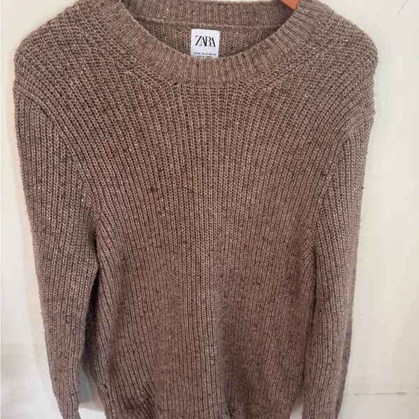 ZARA Women’s Crewneck Sweater in Taupe Brown - Image 2