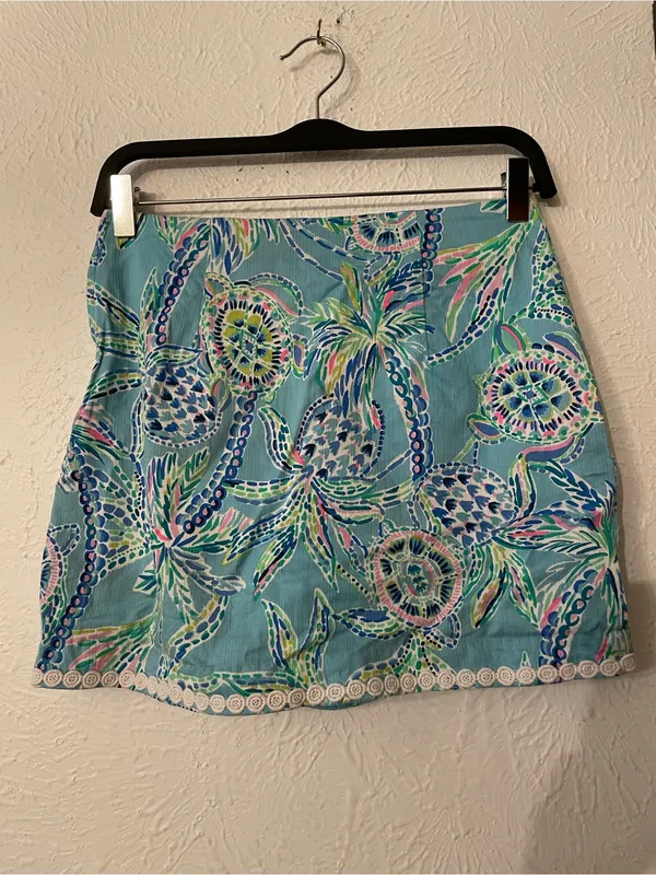 Lilly Pulitzer Patty Skorts Floral Printed Skirt Bermuda Blue Turtle Size 00 - Image 2