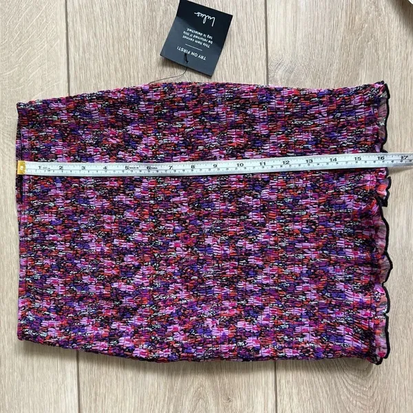 Lulu’s NWT Pink and Purple Floral Smocked Skirt Size XS - Image 7