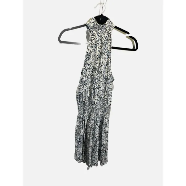 Skeemo Halter Dress‎ Women XS Blue Leopard Smocked Waist Mini Boho Summer Casual - Image 4