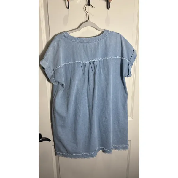 Entro Women‎ Size Small Soft Light Denim Babydoll Dress Festival Coastal Cowgirl - Image 8