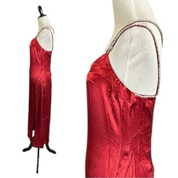 For Love And Lemons Elora Midi Dress Red Medium NWT Evening Party Slit Holiday - Image 8