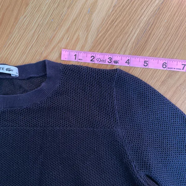 Lacoste Striped Knit Crewneck Pullover Sweater Women’s Size 36 Navy Blue White - Image 8