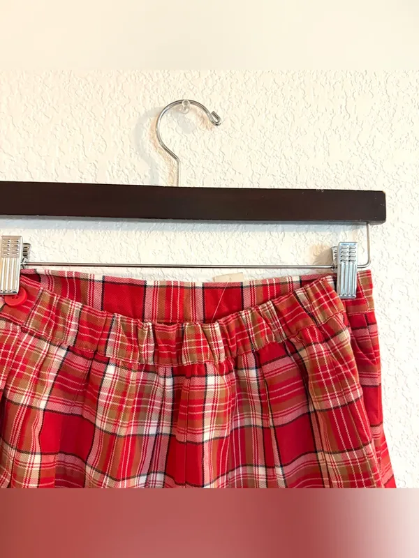 NWT Aerie Womens Skirt Red Plaid Pleated Mini Academia Uniform Size Medium - Image 3
