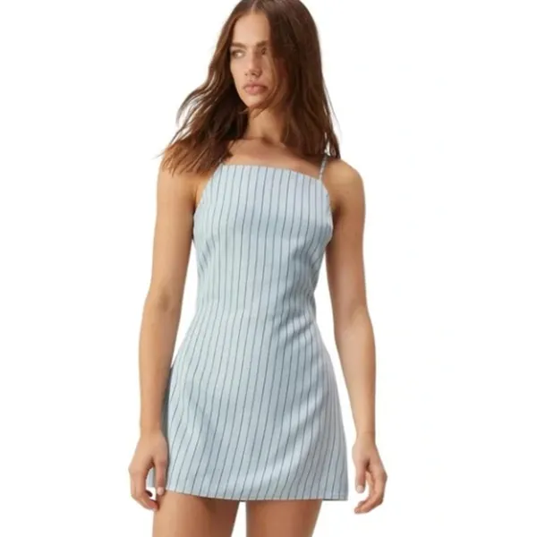 Nasty Gal Pinstripe‎ Twill Tailored Strappy Mini Dress Size 4 - Image 3