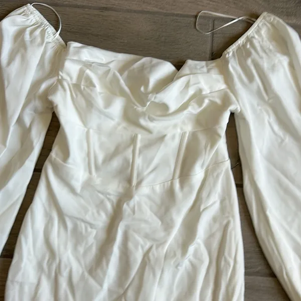 Princess Polly Lillie long sleeve mini dress in white - Image 3