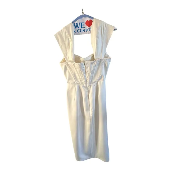 House of CB Lulu Ivory Asymmetric Drape Midi Corset Dress size medium - Image 3