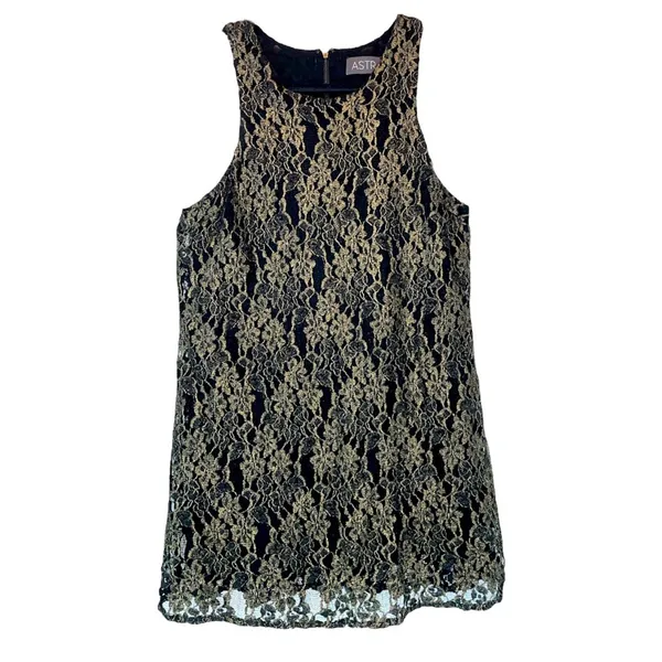 Astr the Label Black Metallic Lace Mini Dress size Medium - Image 2