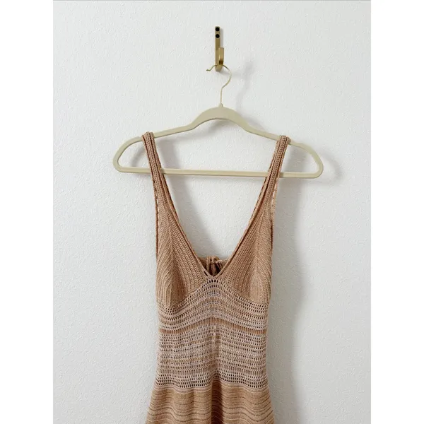Torn by Ronny Kobo Darcey Snowy Knit Crochet Dress in Lark and White Medium - Image 5