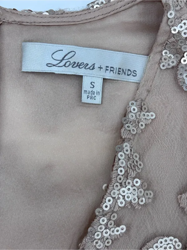 Lovers + Friends Blush Sequin Floral V-Neck Mini Dress - Image 2