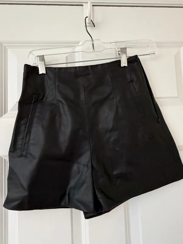 Zara high rise leather mini short - Image 2