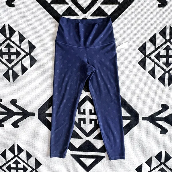 Old Navy Extra High-Waisted PowerSoft 7/8 Leggings in Navy Star Print Medium - Image 2