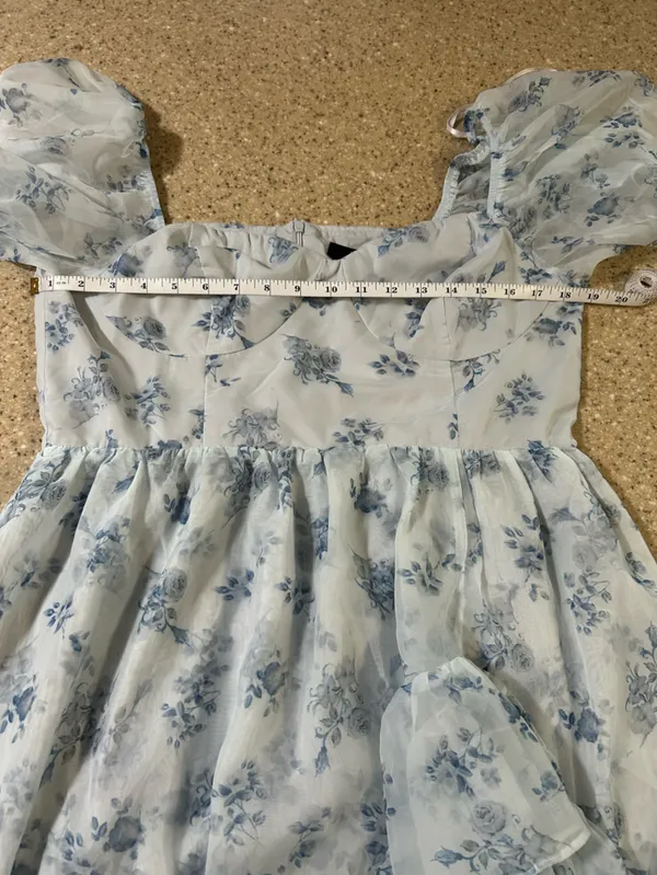 Lulus NWOT Luxe Brilliance Light Blue Floral Organza Floral Midi Dress - Image 8