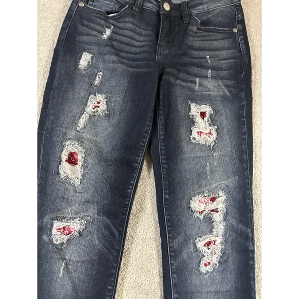 Judy Blue‎ Skinny Fit Bandana Cut Outs Size 3/26 Dark Wash - Image 3