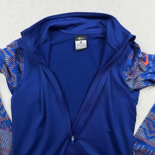Nike Pro Dri-FIT Women’s 1/2 Zip Pullover Medium Blue Running Athletic Top - Image 2