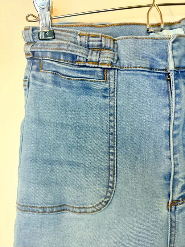 A Loves A Light Wash High Rise Wide Leg Jeans Size 26 Lattice Belt Flare - Image 6