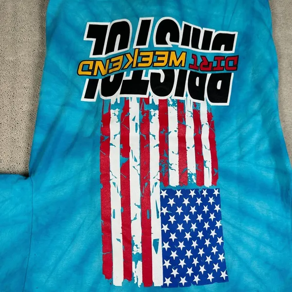 Bristol T Shirt Racing Medium‎ Blue Tie Dye Dirt Weekend Tennessee Short Sleeve - Image 3