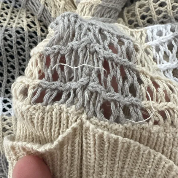 Women’s XL Beige Striped Open Knit Long Cardigan Duster Boho - Image 8