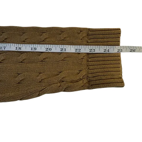 Lauren Ralph Lauren Camel Cable Knit Sweater Gold Buttons XL Boat Neck Old Money - Image 10