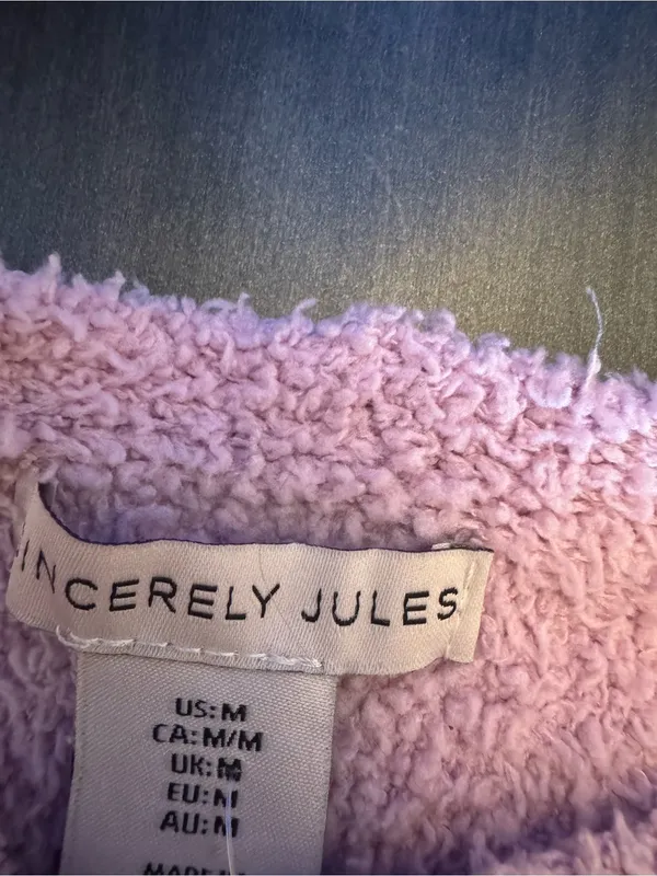 Sincerely Jules Lavender Boucle Teddy Knit Pullover Sweater M - Image 3