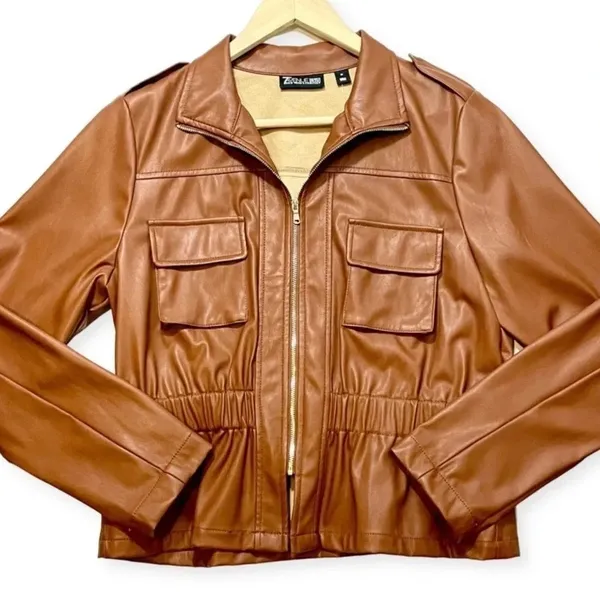 New York & Company Faux Leather Moto Jacket Size Large NWT - Image 3
