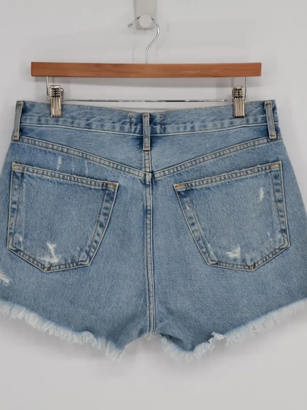 AGOLDE Parker Cut Off Denim Shorts Light Wash Distressed High Rise 27 - Image 3