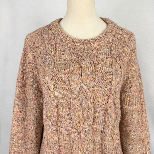 A New Day Cable Knit Sweater Womens Medium Marled Pink Multi Cozy Fall Casual - Image 2