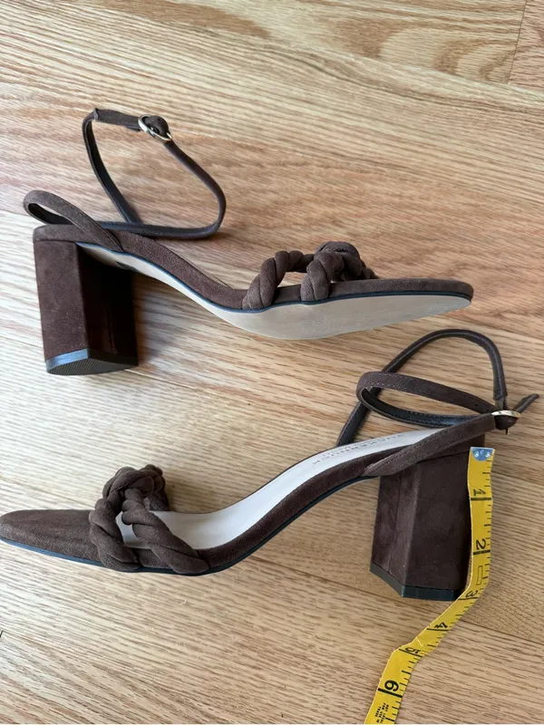 Tuckernuck x Studio McGee Wren Brown Suede Block Heel Sandals Ankle - Size 8 - Image 2